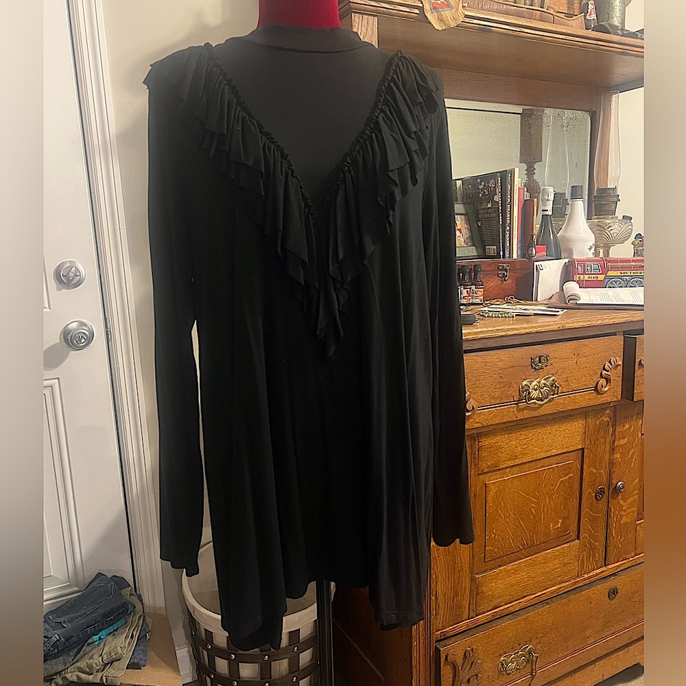 Black Ruffle Blouse